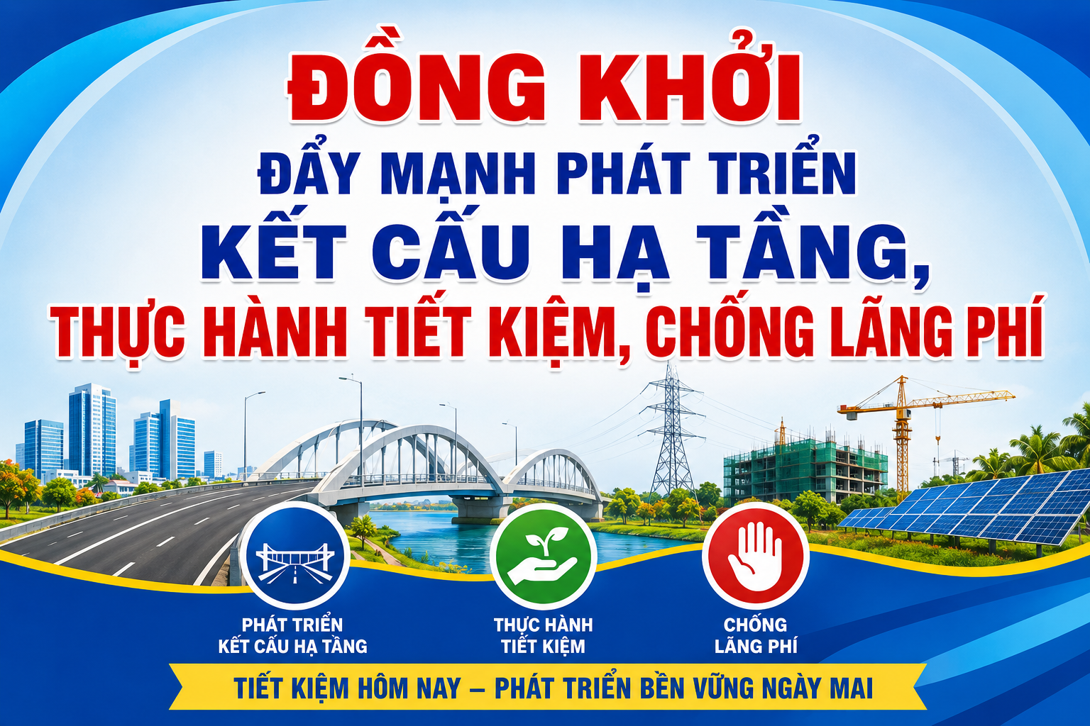 ĐỒNG KHỞI ĐẨY MẠNH PHÁT TRIỂN KẾT CẤU HẠ TẦNG, THỰC HÀNH TIẾT KIỆM, CHỐNG LÃNG PHÍ