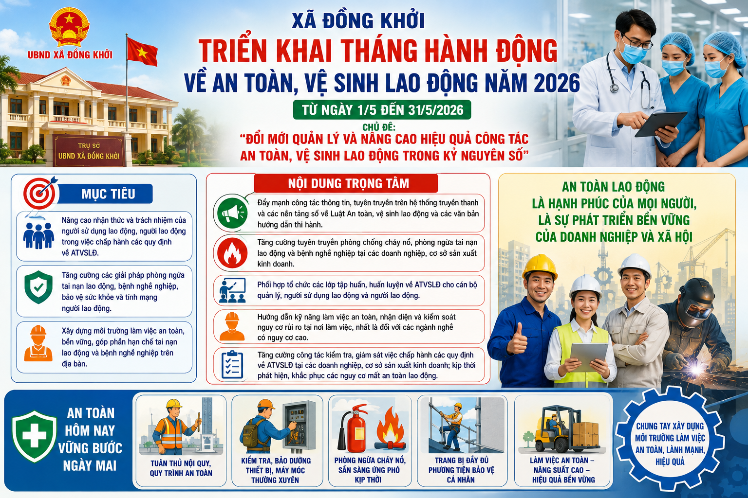 Xã Đồng Khởi triển khai Tháng hành động về an toàn, vệ sinh lao động năm 2026